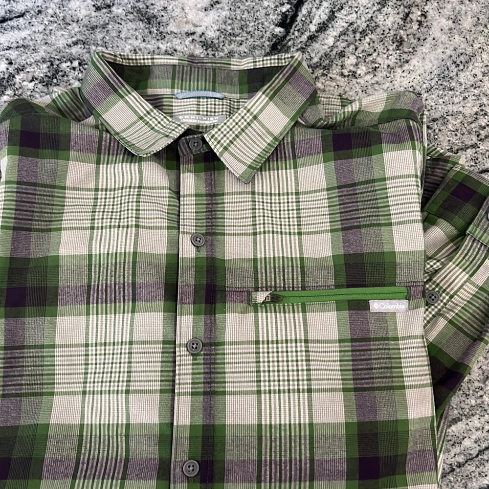 COLUMBIA NWOT OMNI WICK OMNI SHADE LS Mens soft flannel shirt Sz L